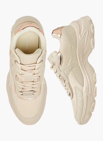 Paprika Monogram Embossed Sneakers with Lace-Up Closure