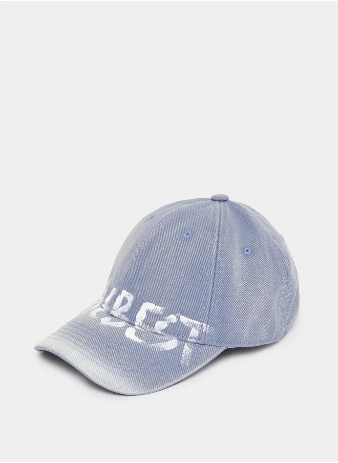 Styli Slogan Print Denim Look Baseball Cap