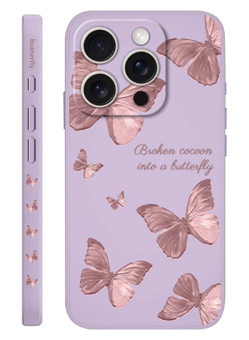 for iPhone 16 Pro Max Case Scratch Resistant Soft Slim Fit Floral Phone Cover for iPhone 16 Pro Max 6.9 inch-Butterfly Purple - Image 1