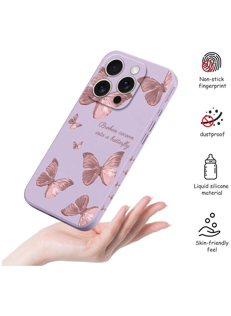 for iPhone 16 Pro Max Case Scratch Resistant Soft Slim Fit Floral Phone Cover for iPhone 16 Pro Max 6.9 inch-Butterfly Purple - Image 5