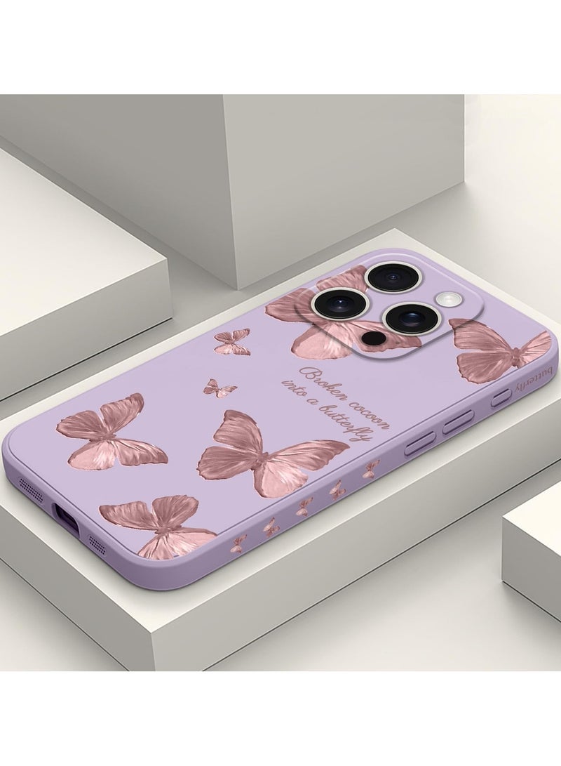 for iPhone 16 Pro Max Case Scratch Resistant Soft Slim Fit Floral Phone Cover for iPhone 16 Pro Max 6.9 inch-Butterfly Purple - Image 2