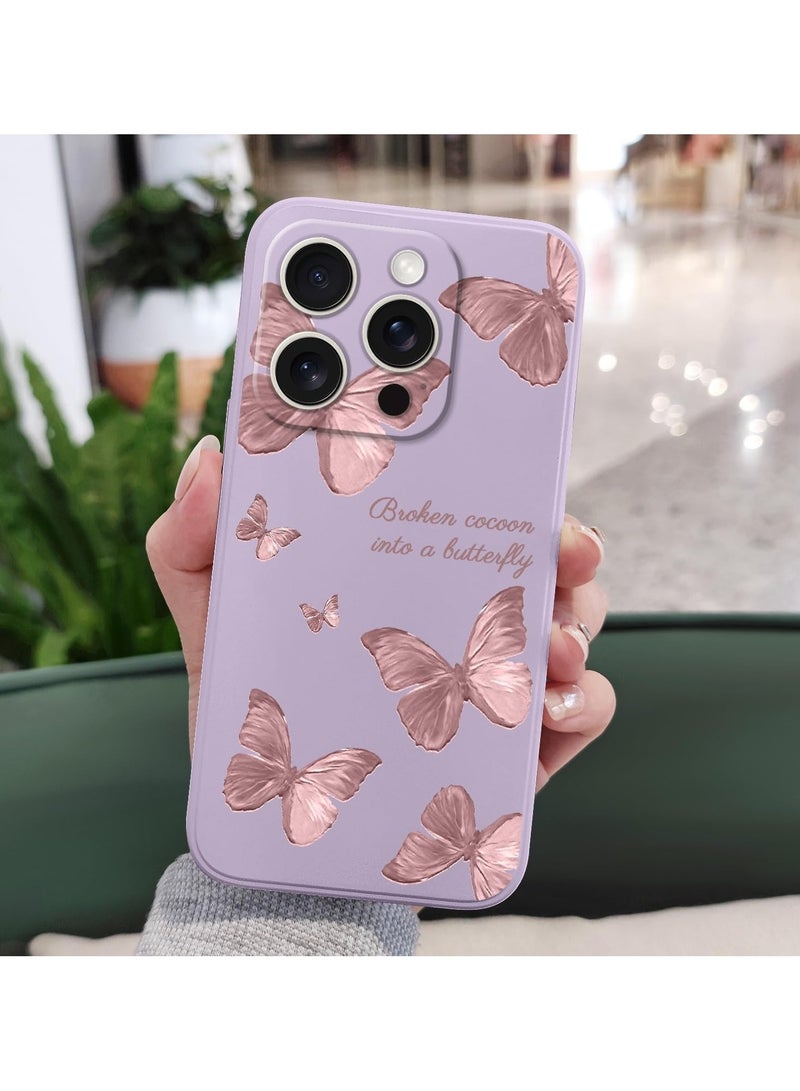 for iPhone 16 Pro Max Case Scratch Resistant Soft Slim Fit Floral Phone Cover for iPhone 16 Pro Max 6.9 inch-Butterfly Purple - Image 3