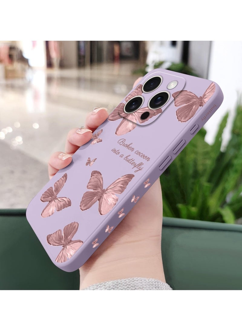 for iPhone 16 Pro Max Case Scratch Resistant Soft Slim Fit Floral Phone Cover for iPhone 16 Pro Max 6.9 inch-Butterfly Purple - Image 4