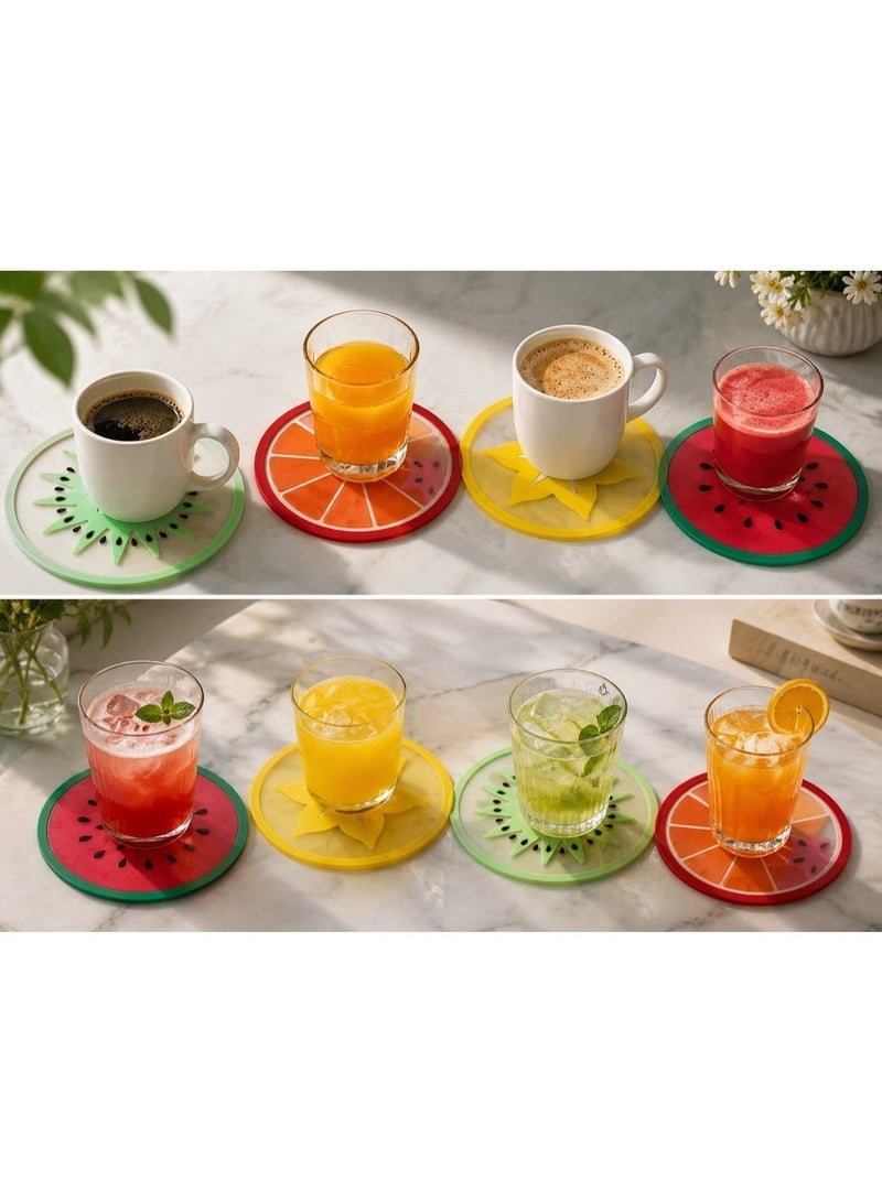 4pcs Fruit Shaped Silicone Coaster Cup Non-slip Mat Hot Drink Cups Home Table Decoration Kitchen Accessories - Multi Color - Image 2