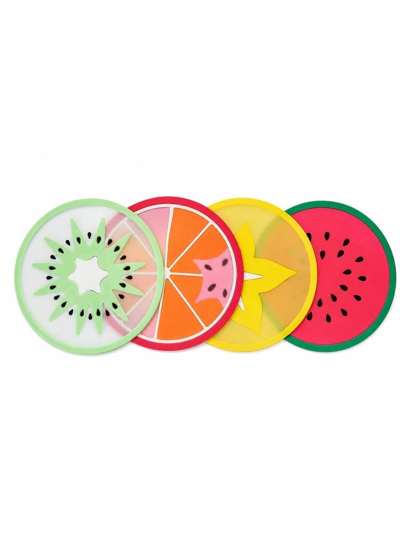 4pcs Fruit Shaped Silicone Coaster Cup Non-slip Mat Hot Drink Cups Home Table Decoration Kitchen Accessories - Multi Color - Image 1