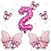 Kaemi 10Pcs Mini Mouse Balloons Pink Huge Bow Birthday Number Balloons Set Aluminum Foil Balloons for Baby Shower 2nd Birthday Party Decorations - Image 3