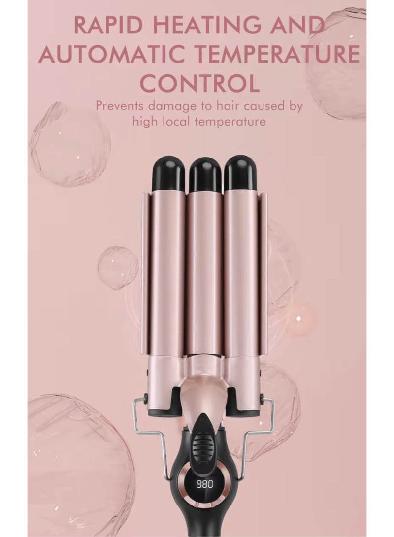 إنزو مجعد الشعر بثلاث براميل، مكواة تمويج وتجعيد الشعر، جهاز تمويج الشعر الخزفي، أداة تصفيف الشعر - Image 4