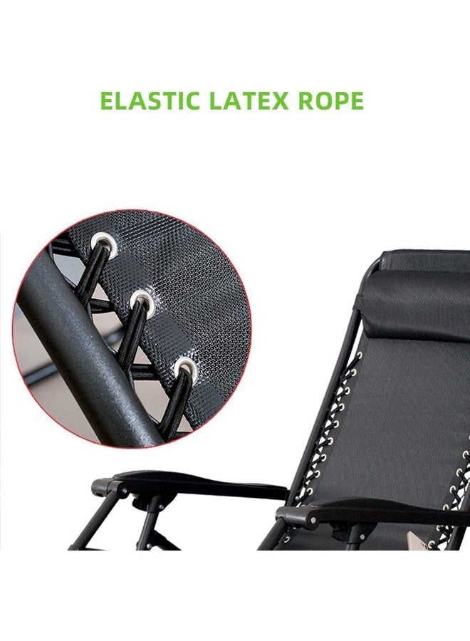 Decorhills Relaxing Chair Outdoor Lounges Foldable Camping Chair, Zero Gravity Adjustable Beach Chair and Garden Chair with Pillows Cup Holders for Poolside Backyard and Beach, Black - Image 5