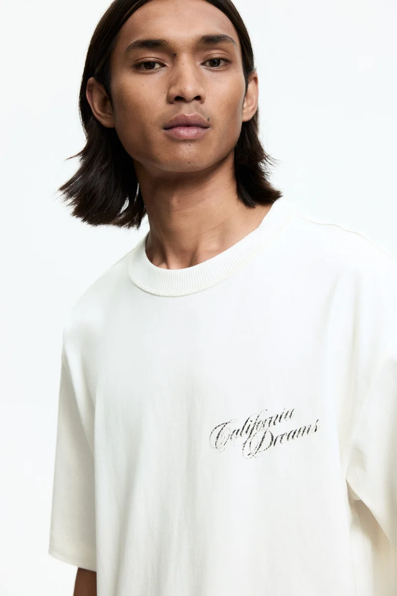 H&M  Loose Fit Printed T-shirt for Men | Best Price UAE