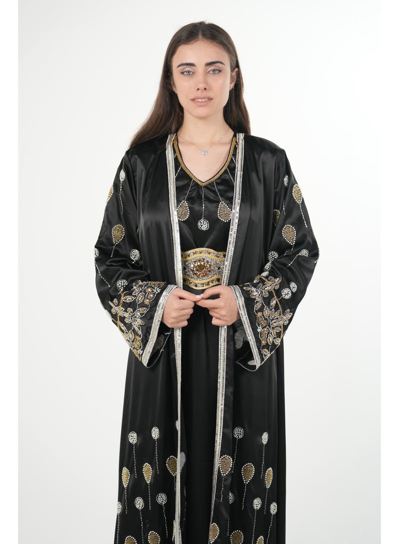 AL BENT AL SHARQIEH embroidered satin kaftan dress - Image 2