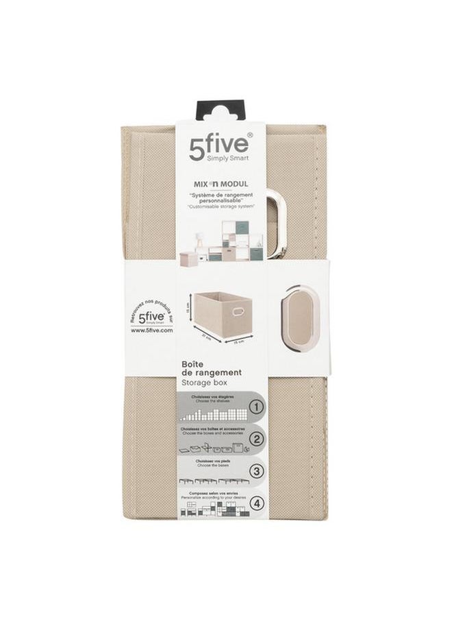 Five Simply Smart Polypropylene and Metal Foldable Storage Box Beige 15 x 31cm 160384O  - Image 3