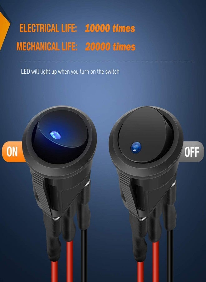 Nilight 12pcs Rocker Toggle Switch 3Pins 12V 20A Wired Round LED Light Power On Off Switches SPST for Car Truck Vehicle Trailer RV Marine Boat Yacht with 36pcs Wires - Image 4