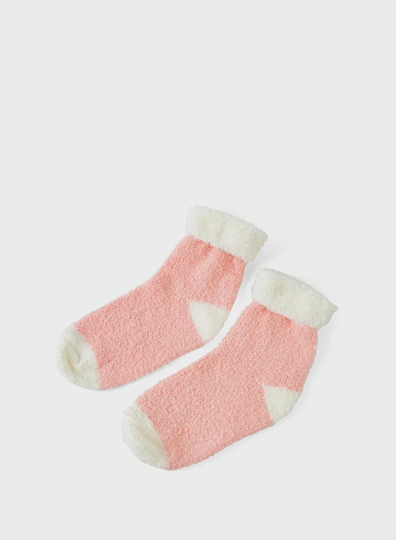 Prickly Pear Color Block Slipper Socks