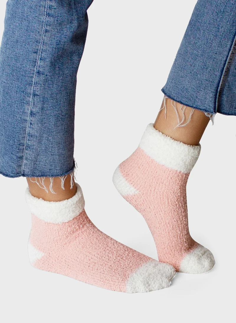 Prickly Pear Color Block Slipper Socks