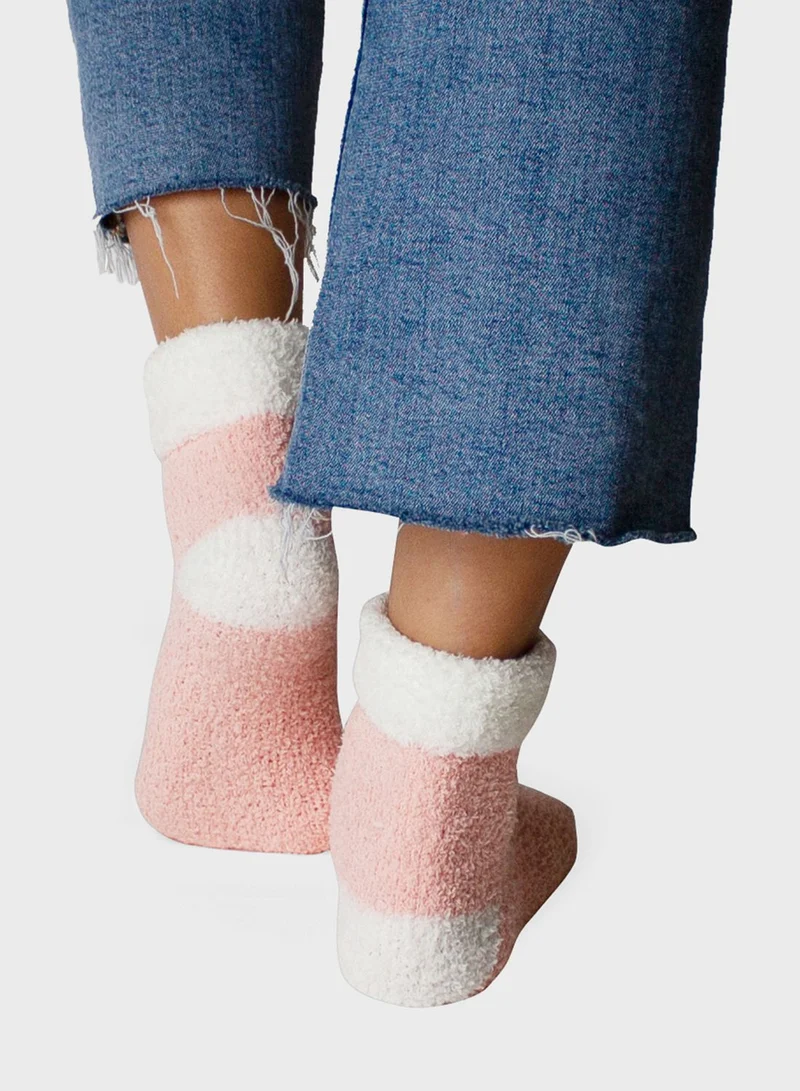 Prickly Pear Color Block Slipper Socks
