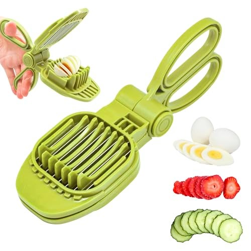 CEHNCEH Fruit Slicer, Strawberry, Banana, Kiwi Cutter, Egg Slicer for Hard Boiled Eggs, for Soft Fruit Sausages, Cucumbers, Mushroom Cutter, Rapid & Safe Slicing Kitchen Gadgets (Green) - Image 1