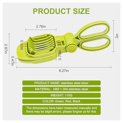 CEHNCEH Fruit Slicer, Strawberry, Banana, Kiwi Cutter, Egg Slicer for Hard Boiled Eggs, for Soft Fruit Sausages, Cucumbers, Mushroom Cutter, Rapid & Safe Slicing Kitchen Gadgets (Green) - Image 3