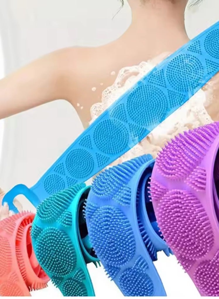 4PCS Body Sponge Silicone Brushes Bath Towels Scrubber Rubbing Back Peeling Massage Shower Belt Extended Skin Clean Brushes  - Image 1