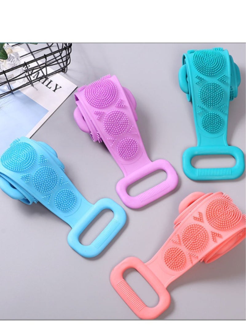 4PCS Body Sponge Silicone Brushes Bath Towels Scrubber Rubbing Back Peeling Massage Shower Belt Extended Skin Clean Brushes  - Image 2