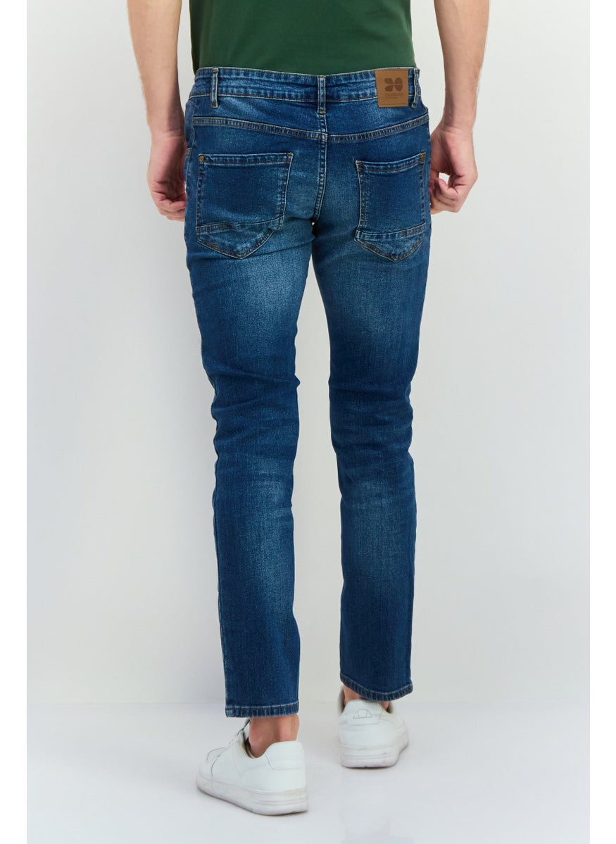 CROSSHATCH Men Slim Fit Washed Stretchable Jeans, Wash Blue  - Image 4