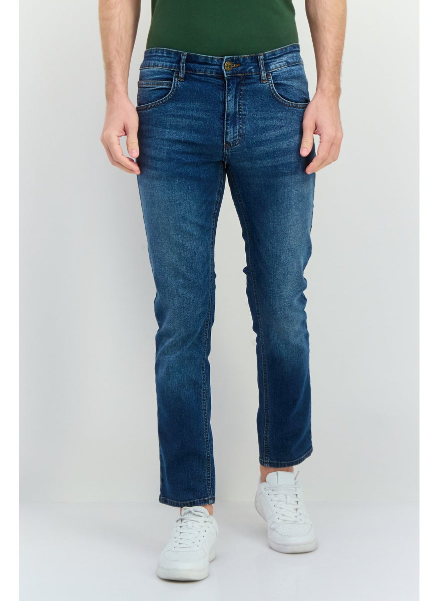 CROSSHATCH Men Slim Fit Washed Stretchable Jeans, Wash Blue  - Image 1