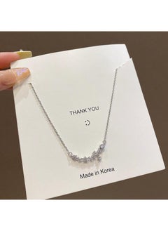 South Korea Silver Titanium Steel Necklace For Girls Versatile High Sense Niche Pearl Butterfly Pendant Clavicle Chain Jewelry