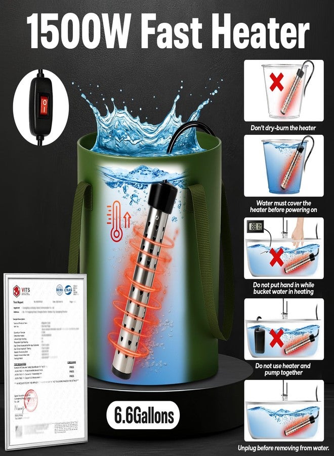 Goody King Portable Camping Shower with Heater, 6000mah Rechargeable Portable Shower Pump, Large Capacity Foldable Bucket, Filtered Shower Head, Outdoor Shower for Camping, RV, Pet Bath, Car Wash, Water Plant - Image 2