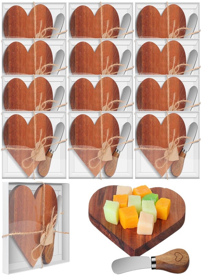 FillTouch مجموعة سكاكين تقديم الجبن والجبن من فيل تاتش، ١٢ قطعة، مع بطاقات خشبية على شكل قلب، هدية مثالية لحفلات توديع العزوبية، وحفلات الزفاف، وأعياد الميلاد. - Image 1