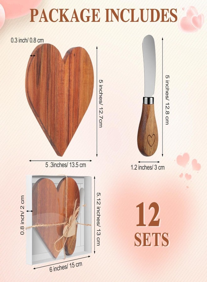 FillTouch مجموعة سكاكين تقديم الجبن والجبن من فيل تاتش، ١٢ قطعة، مع بطاقات خشبية على شكل قلب، هدية مثالية لحفلات توديع العزوبية، وحفلات الزفاف، وأعياد الميلاد. - Image 2