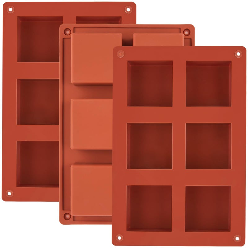 JOERSH Square Cake Silicone Molds  2 x 2 x 1 Chocolate Molds for Brownie Bites Muffins All Edges Brownie Baking Pan Pack of 3