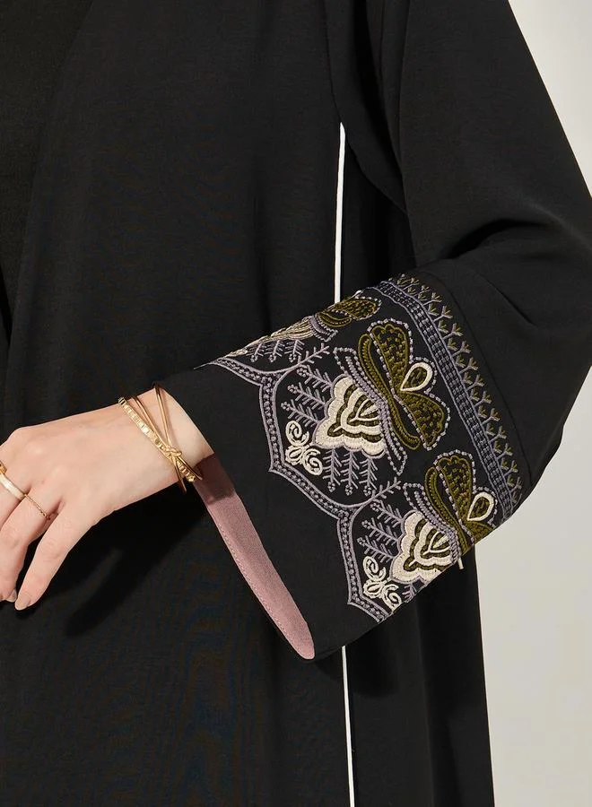 Styli Embroidered Sleeves Cuff A-Line Abaya
