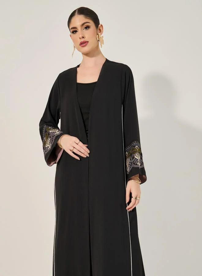 Styli Embroidered Sleeves Cuff A-Line Abaya