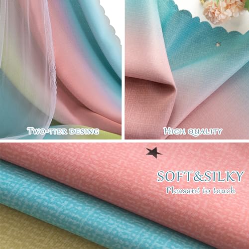 Yancorp Curtains for Girls Bedroom Kids Room Rainbow Curtains Nursery Curtain 63 inches Length Grommet Rainbow Color Decor for Playroom (Baby Pink Blue, W52 X L63) - Image 5