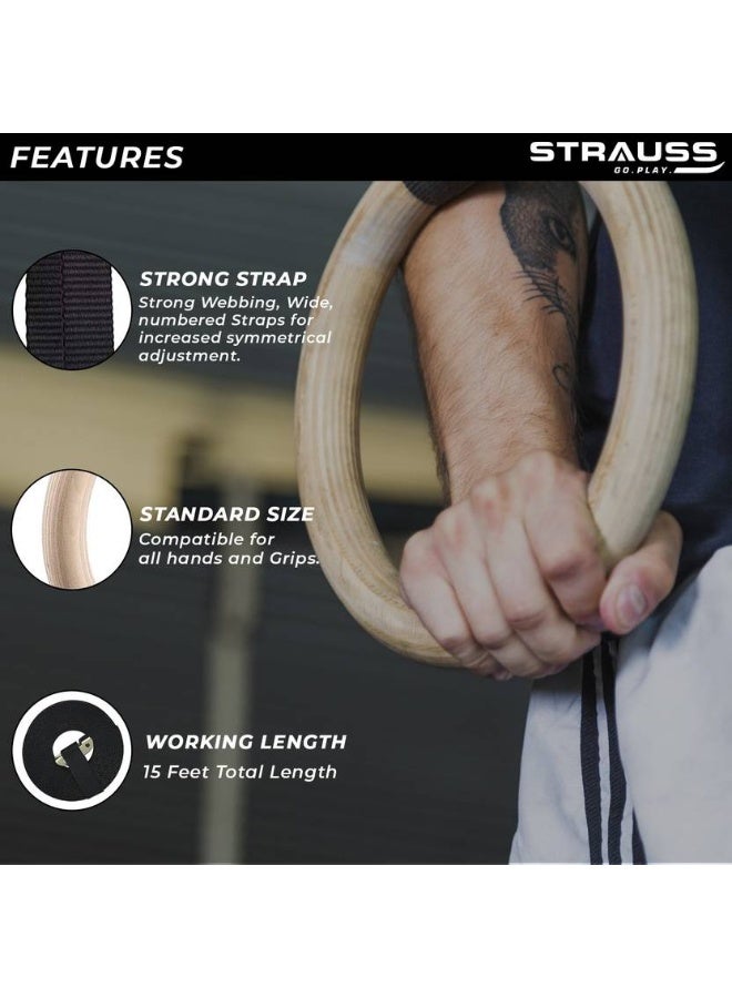 STRAUSS Strauss Gymnastics with Adjustable Straps for Crossfit & Strength Training Pilates Ring  (Beige) - Image 2