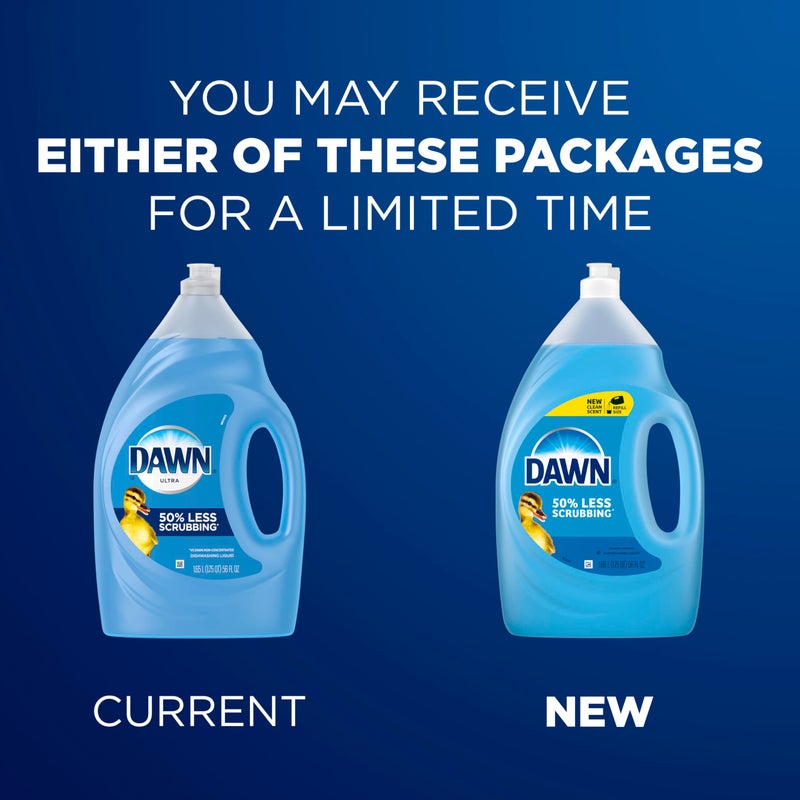 Dawn سائل غسيل الصحون داون ألترا، عبوة إعادة تعبئة سائل غسيل الصحون، سائل منظف الصحون، رائحة أصلية، 56 أونصة سائلة (عبوة من 2) - Image 2