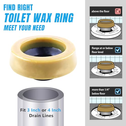 MENNTY Toilet Wax Ring Extra Thick with Reinforced Polyurethane Core for Sealing Against Gas/Odor and Water Leaks Toilet Wax Ring with Metal Studs for 3" and 4" Waste Lines.Yellow, 1-Pack - Image 5