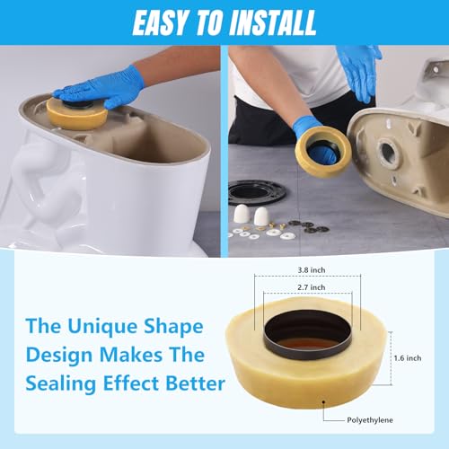 MENNTY Toilet Wax Ring Extra Thick with Reinforced Polyurethane Core for Sealing Against Gas/Odor and Water Leaks Toilet Wax Ring with Metal Studs for 3" and 4" Waste Lines.Yellow, 1-Pack - Image 3
