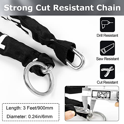 Titanker Bike Chain Lock with U Lock, 3 Feet Bicycle Chain Locks with 2 Keys, 6mm Thick Chain Lock with 14mm Thick Heavy Duty U Lock Anti-Theft Bike Locks for Bicycles, Motorbikes, Mopeds, Scooters - Image 2