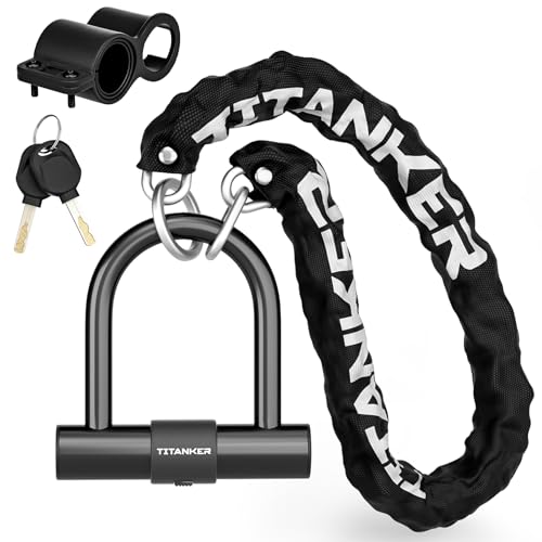 Titanker Bike Chain Lock with U Lock, 3 Feet Bicycle Chain Locks with 2 Keys, 6mm Thick Chain Lock with 14mm Thick Heavy Duty U Lock Anti-Theft Bike Locks for Bicycles, Motorbikes, Mopeds, Scooters - Image 1