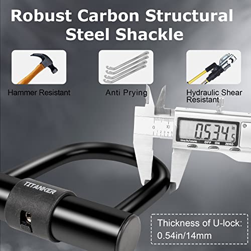 Titanker Bike Chain Lock with U Lock, 3 Feet Bicycle Chain Locks with 2 Keys, 6mm Thick Chain Lock with 14mm Thick Heavy Duty U Lock Anti-Theft Bike Locks for Bicycles, Motorbikes, Mopeds, Scooters - Image 3