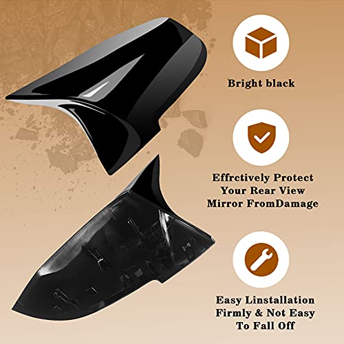TEANTECH Door Mirror Covers,Glossy Black Replacement Rearview Side Mirror Covers Caps Rearview Replacement for BMW F20 F22 F23 F30 F31 F32 F33 F36 F87 M2 X1 E84 - Image 3