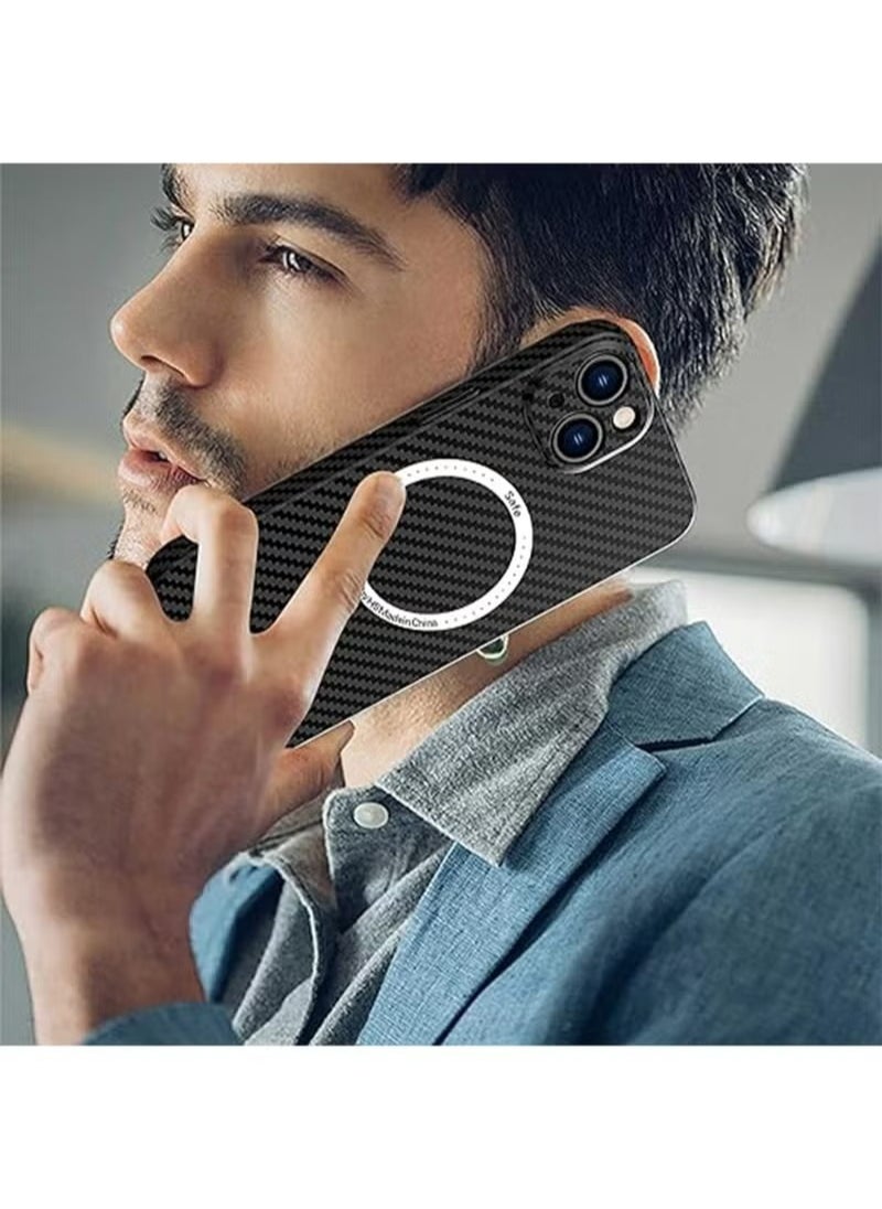 X-level iPhone 15 Plus Case Compatible With MagSafe Support Wireless Charging Ultra Thin Slim Shockproof Carbon Fiber Texture Plastic Hard Back Phone Accessories Cover iphone 15 Plus  - Image 4