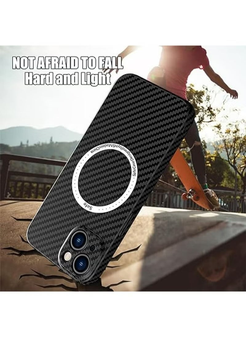X-level iPhone 15 Plus Case Compatible With MagSafe Support Wireless Charging Ultra Thin Slim Shockproof Carbon Fiber Texture Plastic Hard Back Phone Accessories Cover iphone 15 Plus  - Image 3