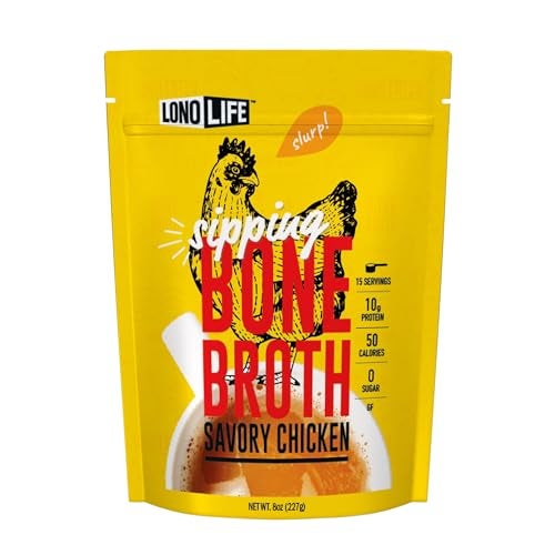 LonoLife Chicken Bone Broth Powder Mix  10g Protein  CollagenRich Keto  Paleo Friendly  Natural Ingredients  8oz Bulk Container 15 Servings - Image 1