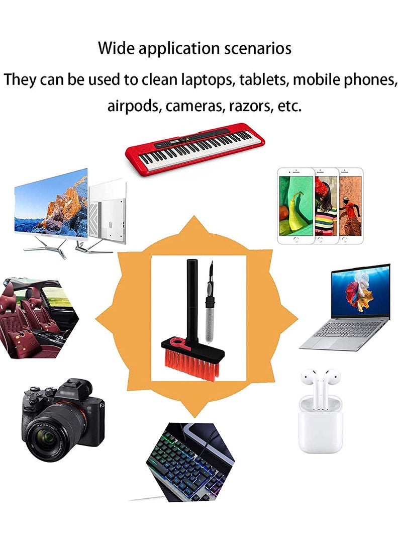 Theodor Cleaning Soft Brush Keyboard Cleaner 5-in-1 Multi-Function Computer Cleaning Tools Kit Keycap Puller Remover Multi Brush for PC Laptop Camera Lens Black - Image 5