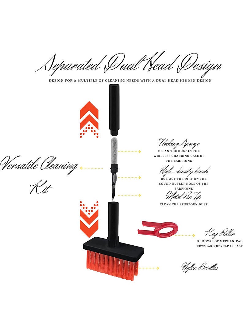 Theodor Cleaning Soft Brush Keyboard Cleaner 5-in-1 Multi-Function Computer Cleaning Tools Kit Keycap Puller Remover Multi Brush for PC Laptop Camera Lens Black - Image 2