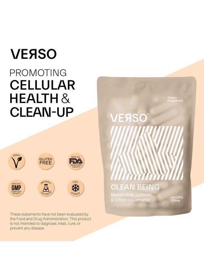 Verso - Clean Being Spermidine Dietary Supplement Capsules For Natural Cellular Clean Up Luteolin And Dihydroquercetin Vegan Senolytic Molecules Supplements For Healthy Aging (1Pack=60 Capsule) - Image 1