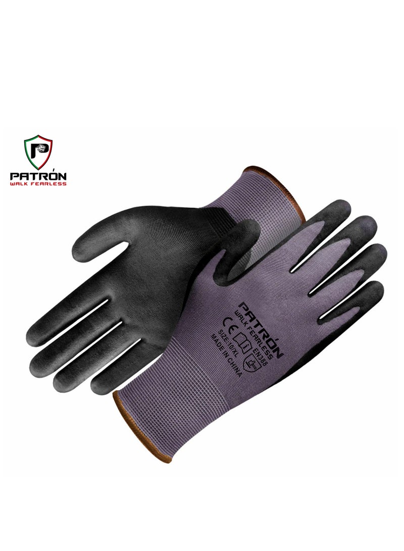 Patron Nitrile Foam Coated Gloves for Precision and Protection