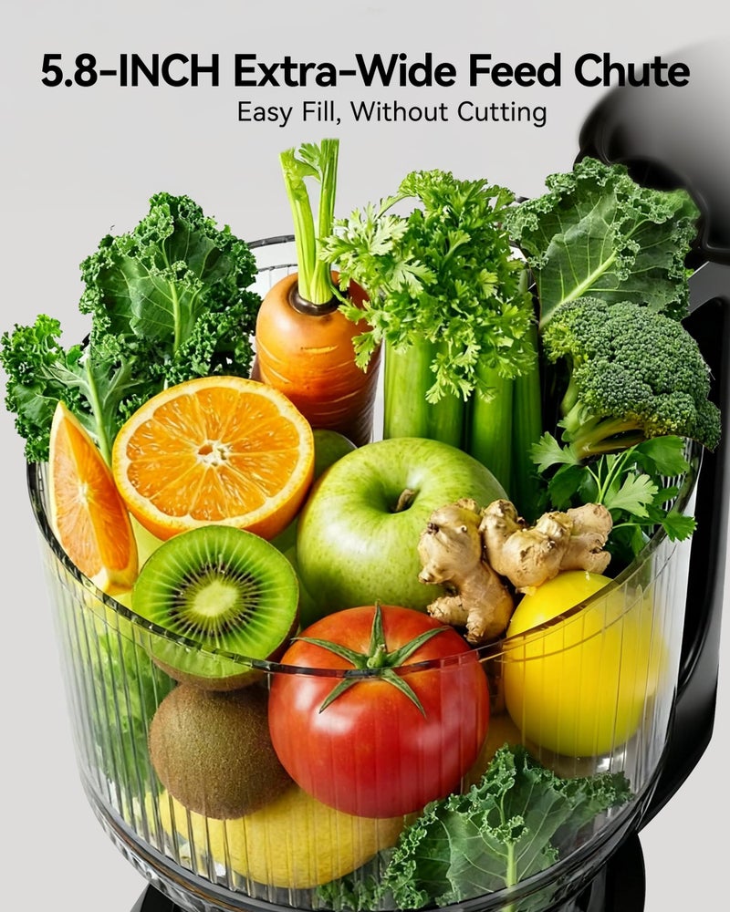 EUHOMY Cold Press Juicer Machines, EUHOMY 5.8" Wide Feed Chute, Slow Masticating Juicer for Whole Vegetables and Fruits, 99.6% High Juice Yield, Easy to clean, Juicer Machines with BPA Free - Image 2