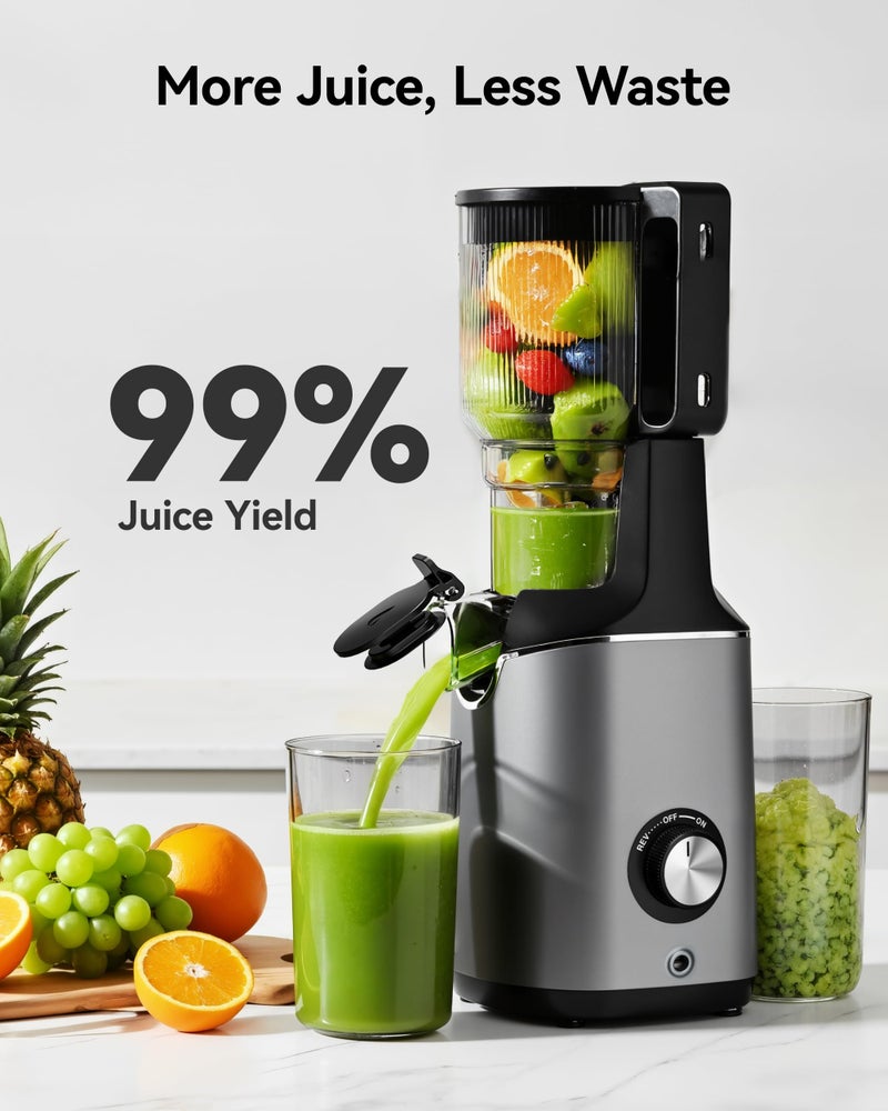 EUHOMY Cold Press Juicer Machines, EUHOMY 5.8" Wide Feed Chute, Slow Masticating Juicer for Whole Vegetables and Fruits, 99.6% High Juice Yield, Easy to clean, Juicer Machines with BPA Free - Image 4